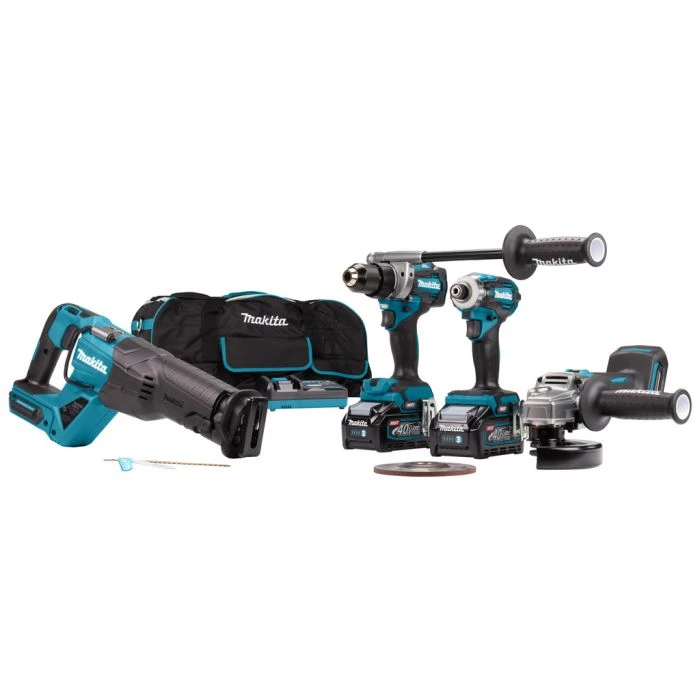 Makita DK0126G401 40 V Max Combiset Boren, (slag)schroeven, Slijpen En Zagen 1 Makita DK0126G401 40 V Max Combiset Boren, (slag)schroeven, Slijpen En Zagen
