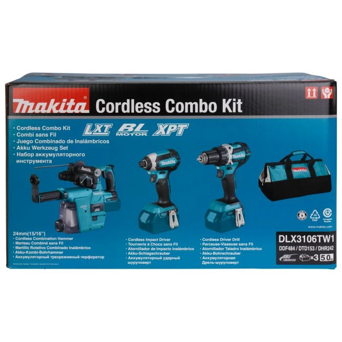 Makita DLX3106TW1 18 V Combiset Voor (slag)schroeven En Boren In Hout En Beton 4 Makita DLX3106TW1 18 V Combiset Voor (slag)schroeven En Boren In Hout En Beton - Afbeelding 4