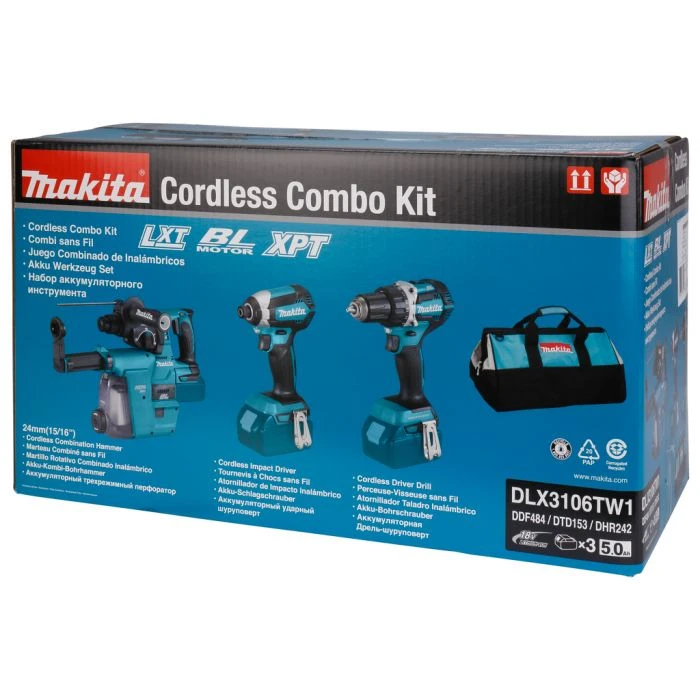 Makita DLX3106TW1 18 V Combiset Voor (slag)schroeven En Boren In Hout En Beton 3 Makita DLX3106TW1 18 V Combiset Voor (slag)schroeven En Boren In Hout En Beton - Afbeelding 3